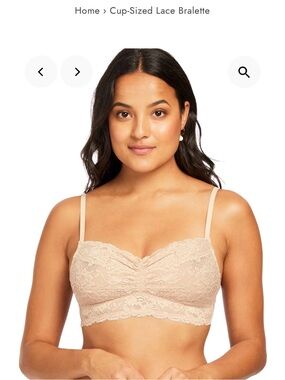 Montelle Intimates Lace Cup-Sized Bralette in Nude Beige Size 34 B/C